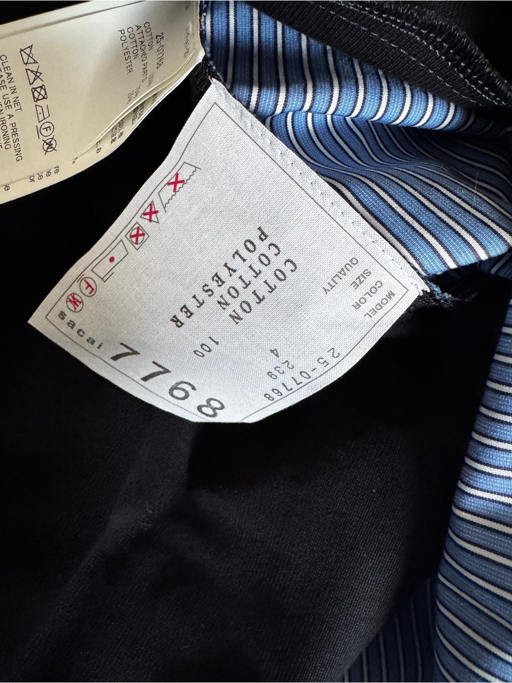 Sacai NWOT Navy Cotton Poplin Dress with Blue Stripe - Picture 5 of 7